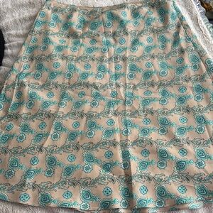 GAP Tan and Green A-Line Knee-Length Skirt